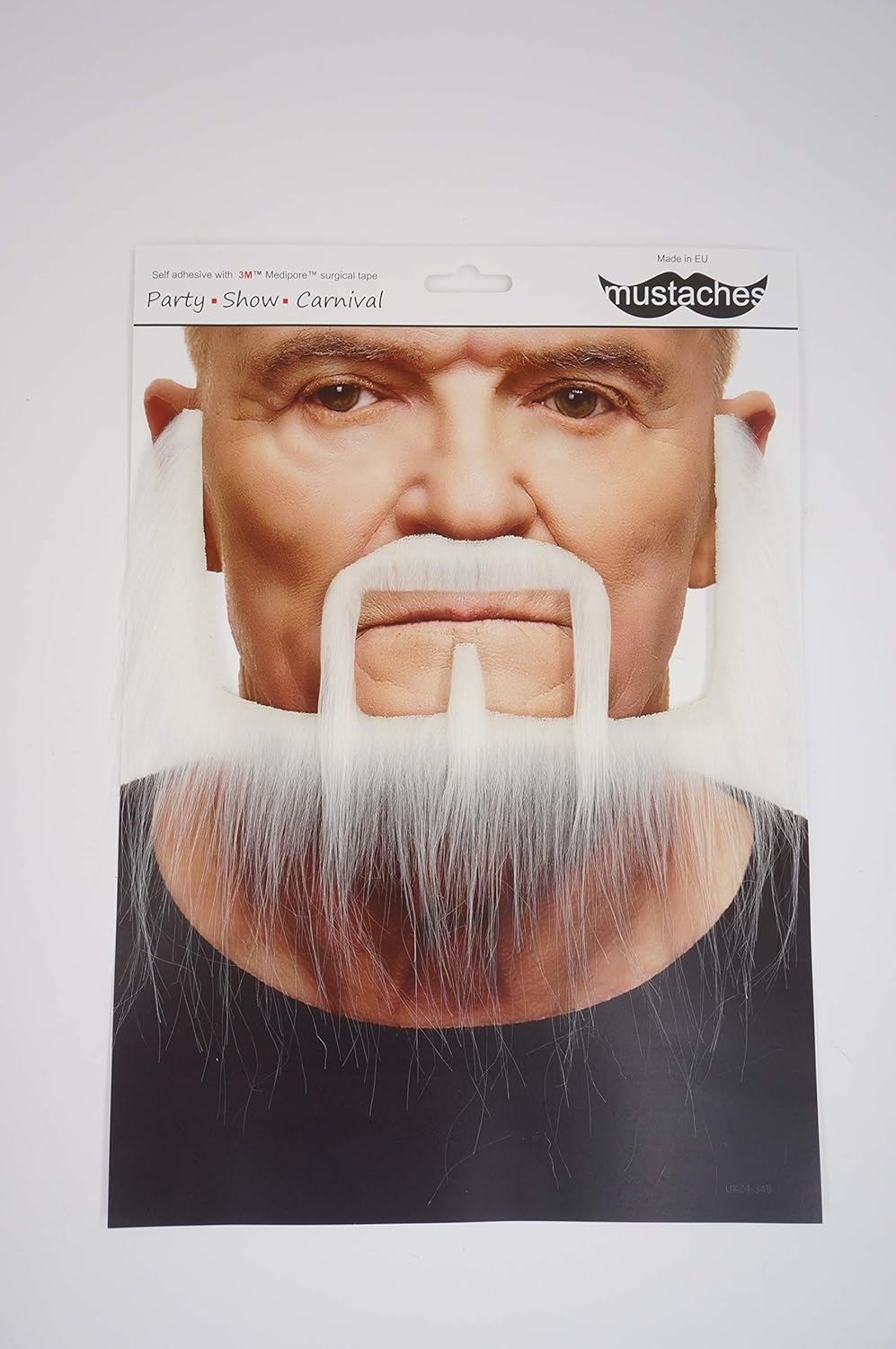Mustaches Self Adhesive Long Squatter Fake Beard, Novelty, False Facial Hair, Costume Accessory for Adults, White Color : Clothing, Shoes & Jewelry