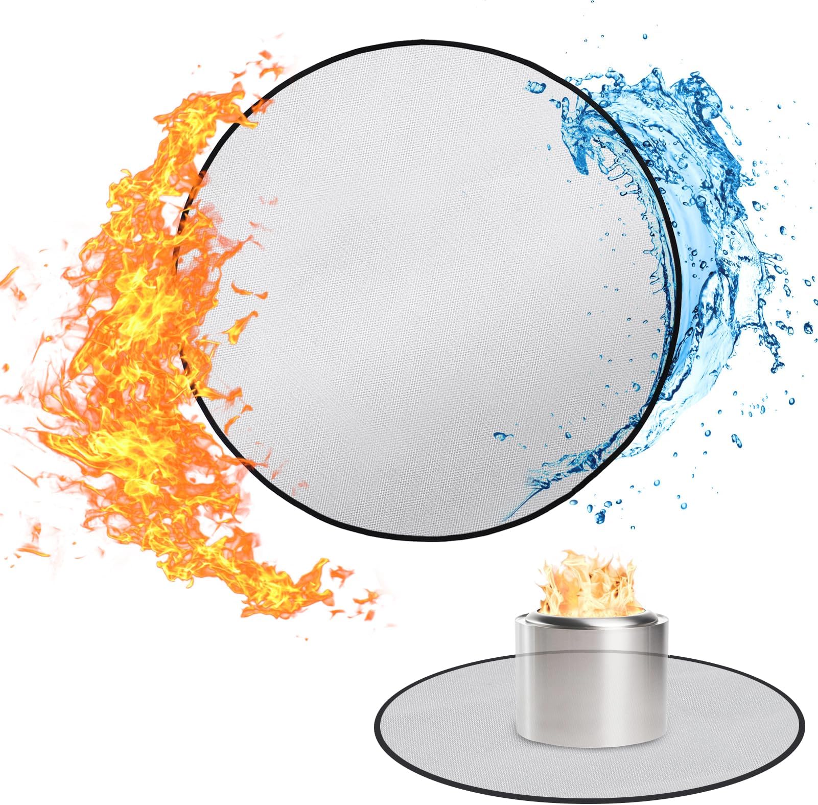 47'' Fire Pit Mat for Solo Stove Bonfire, Fireproof Mat Round Under Grill Mat, Easy-to-Clean Waterproof Pad for Grass Wooden Deck Patio Outdoor Wood Burning BBQ, Silvery
