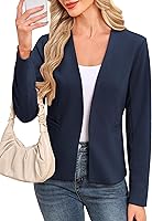 AGSEEM Women's Full Lining Sweater Blazer: Open Front Long Sleeve Office Jacket with Pockets, Stretchy & Versatile