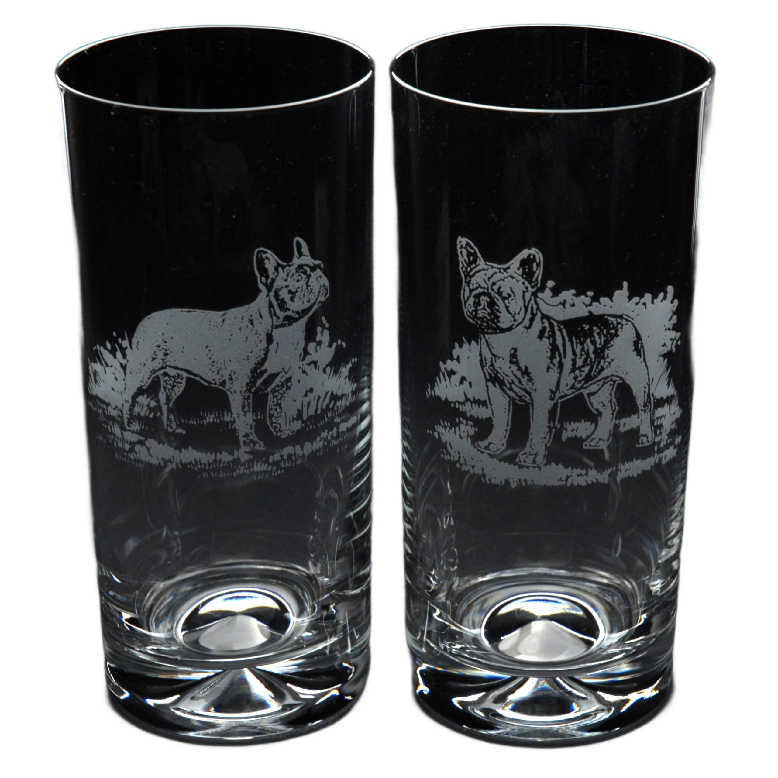 GLYPTIC Glass Art French Bulldog Dog Placement Hand Etched/Engraved Highball Glass