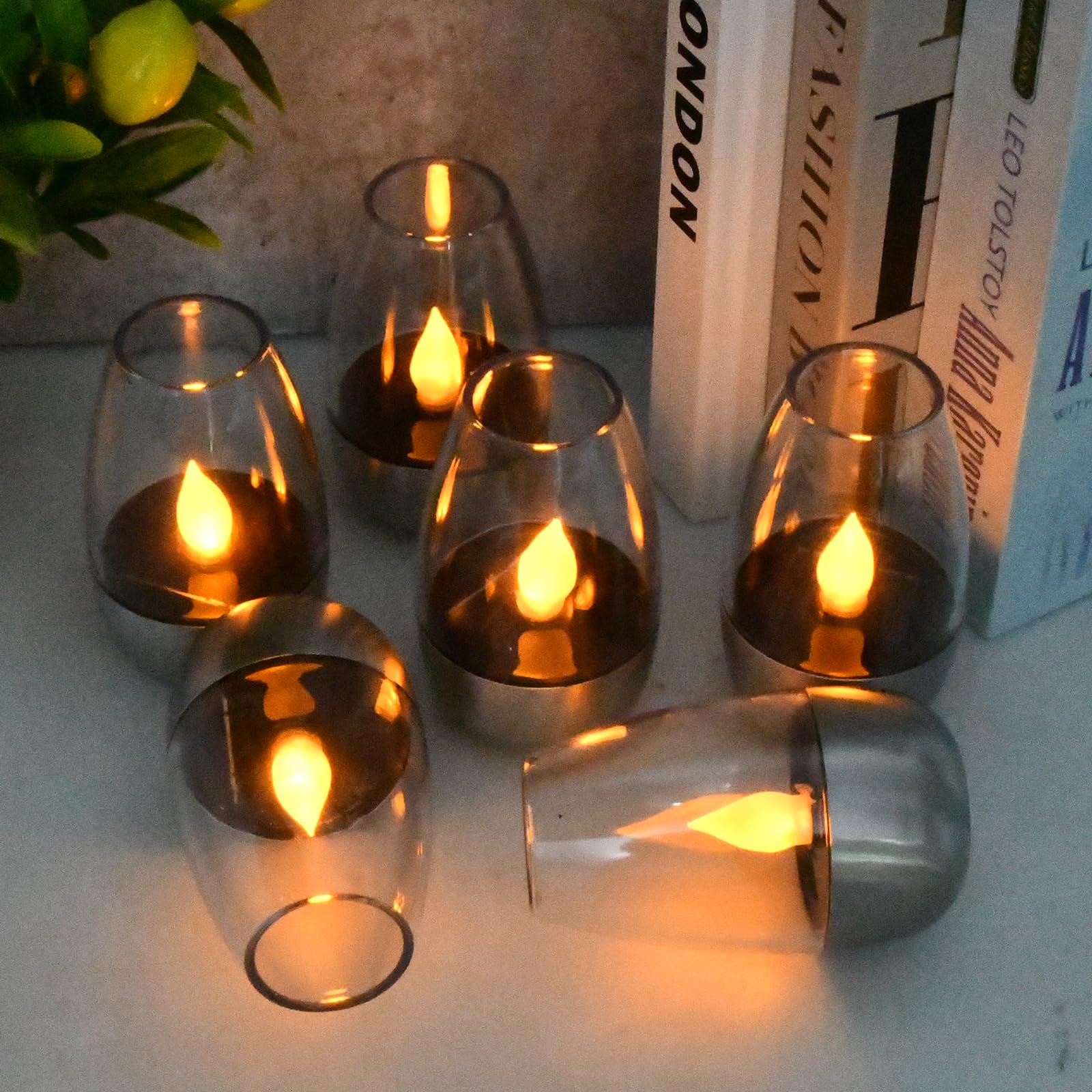 6pcs Velas led efecto llama,Velas led exterior,Velas led recargables,Velas de té LED parpadeantes,Velas de té solares sin llama,Velas solares,para exteriores,jardín,terraza,balcón,decoración