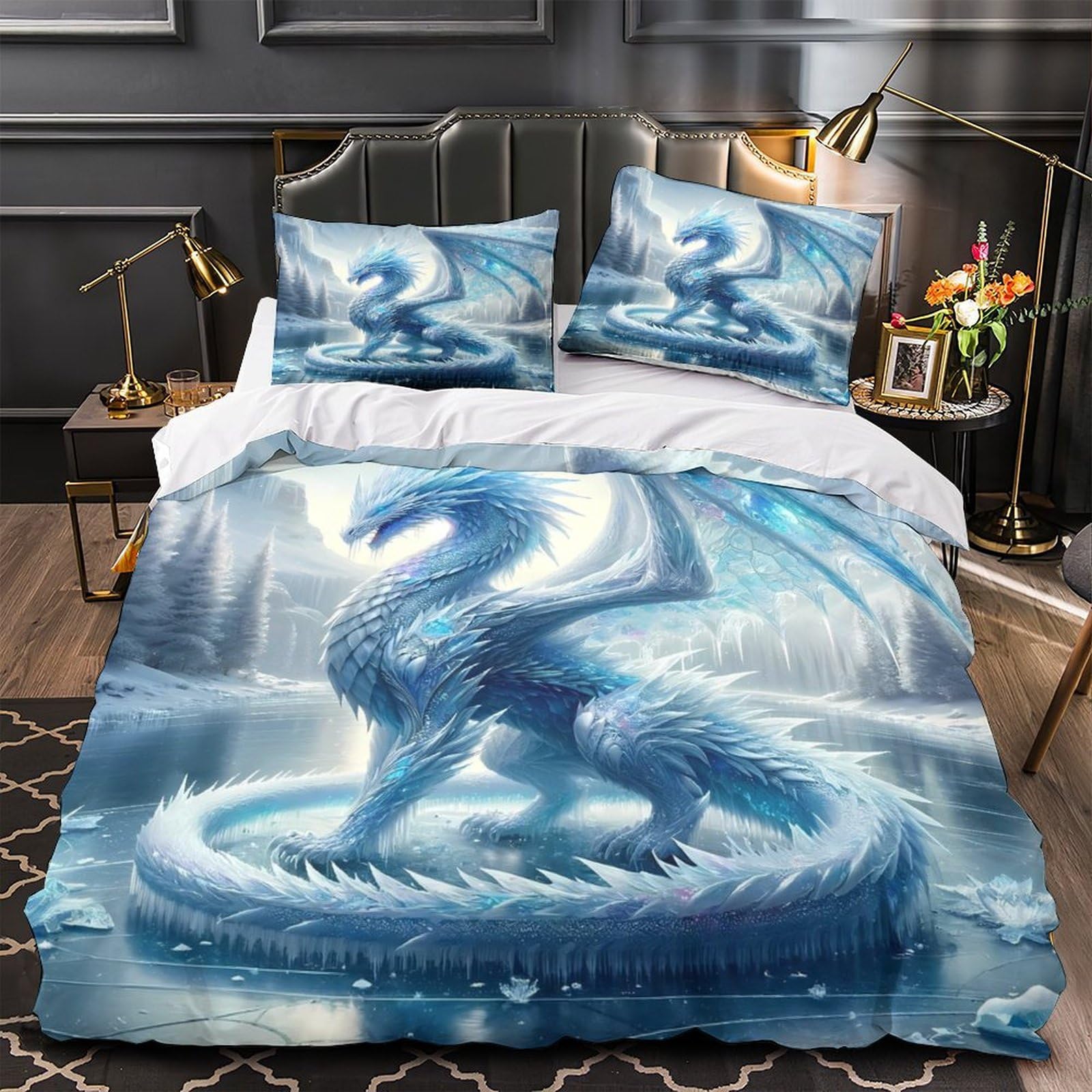 Housse de couette 220x240cm anti-allergie effet 3D faune sauvage