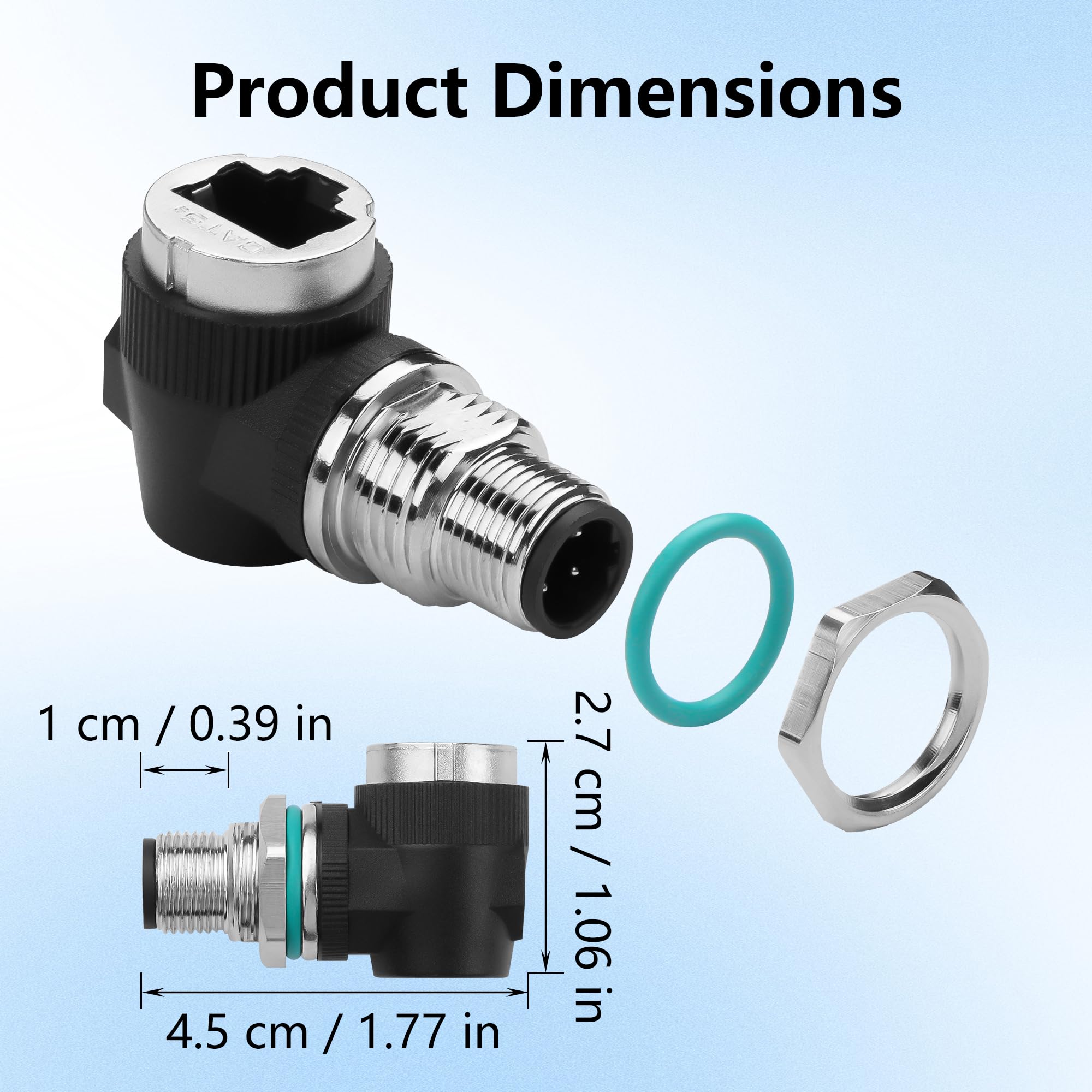 CERRXIAN Adaptador RJ45 a M12 de 4 pines, conector hembra M12 de 4 pines a Ethernet RJ45, IP68 impermeable, para sistemas de automatización, Plug and Play (L-4 pines macho)