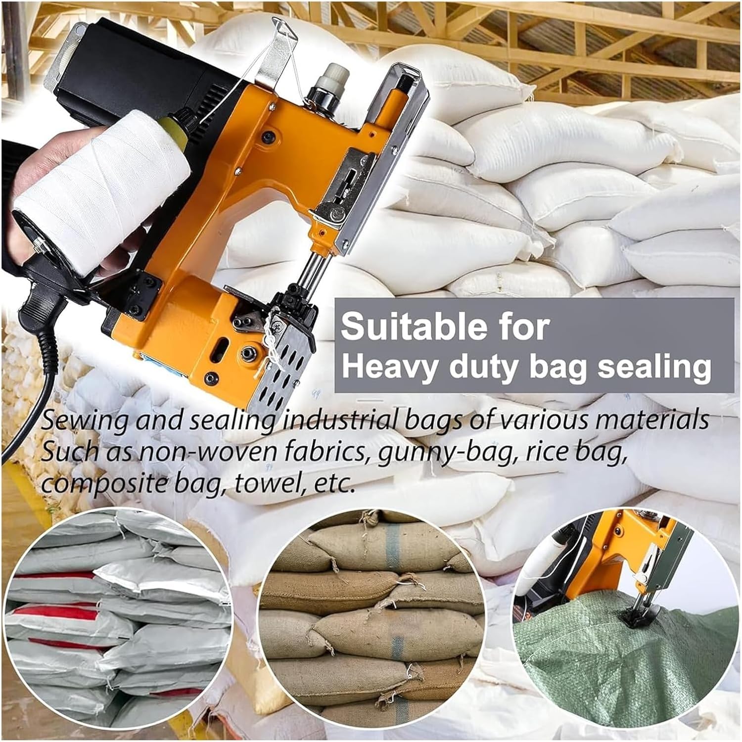 Bag Closer Closing Machine,Bag Stitching Machine 210W Industrial Sewing Machine Bag Sealer