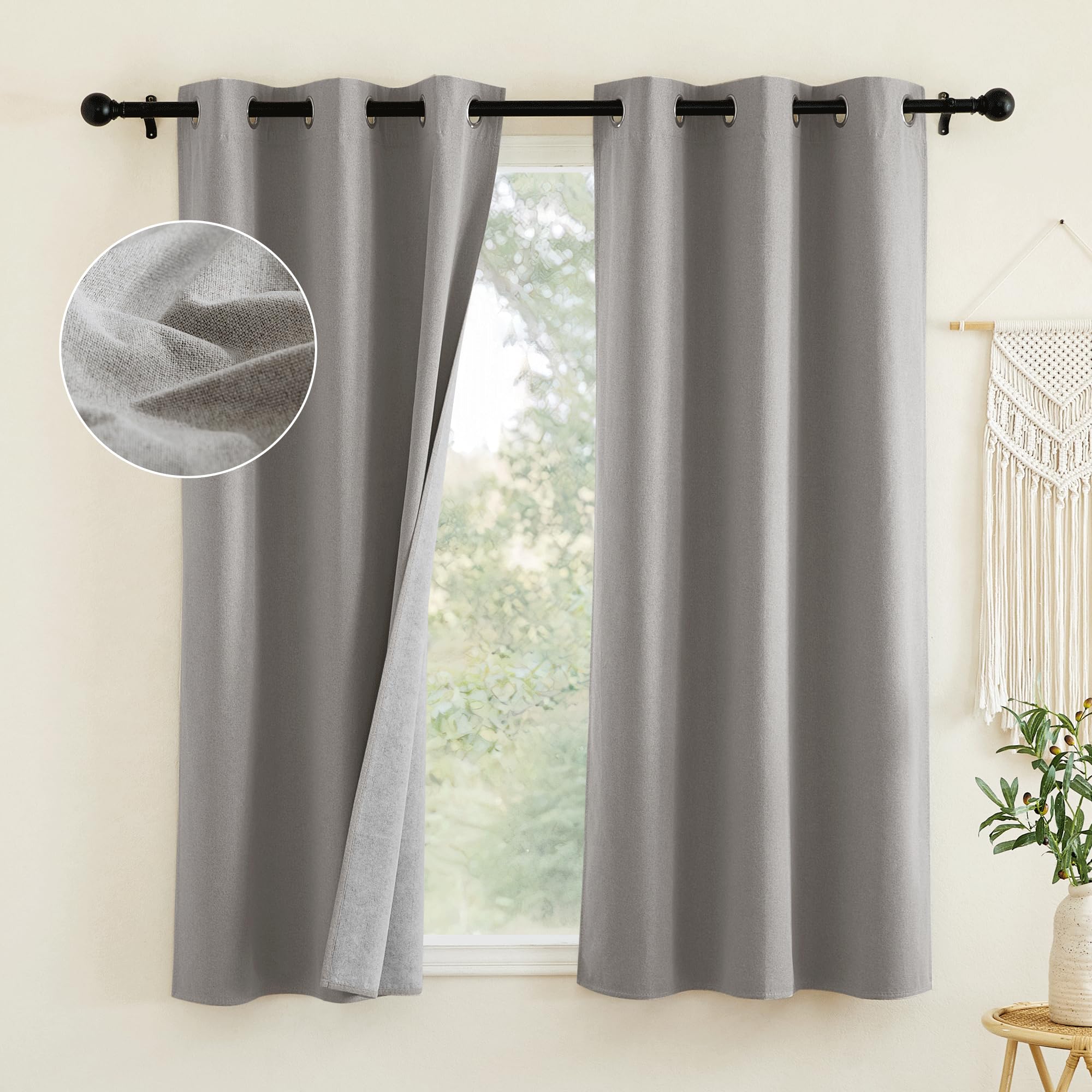 Rideaux occultants pour travailleur de nuit NICETOWN | Solution sommeil 100% obscurité gris clair
