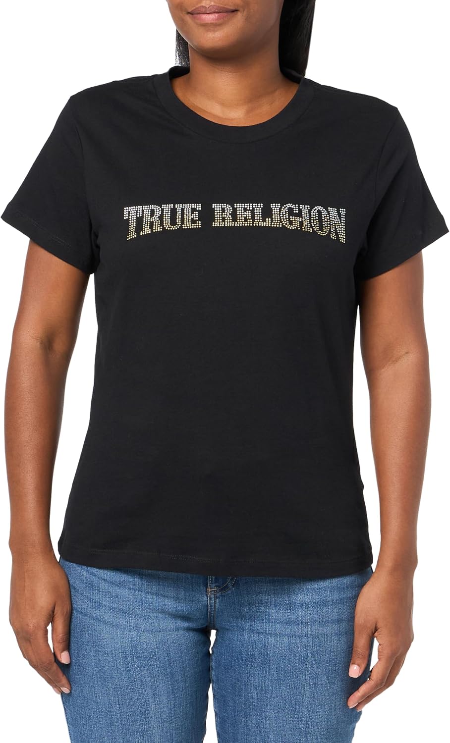 True Religion Women's Ombre Crystal Crewneck Tee