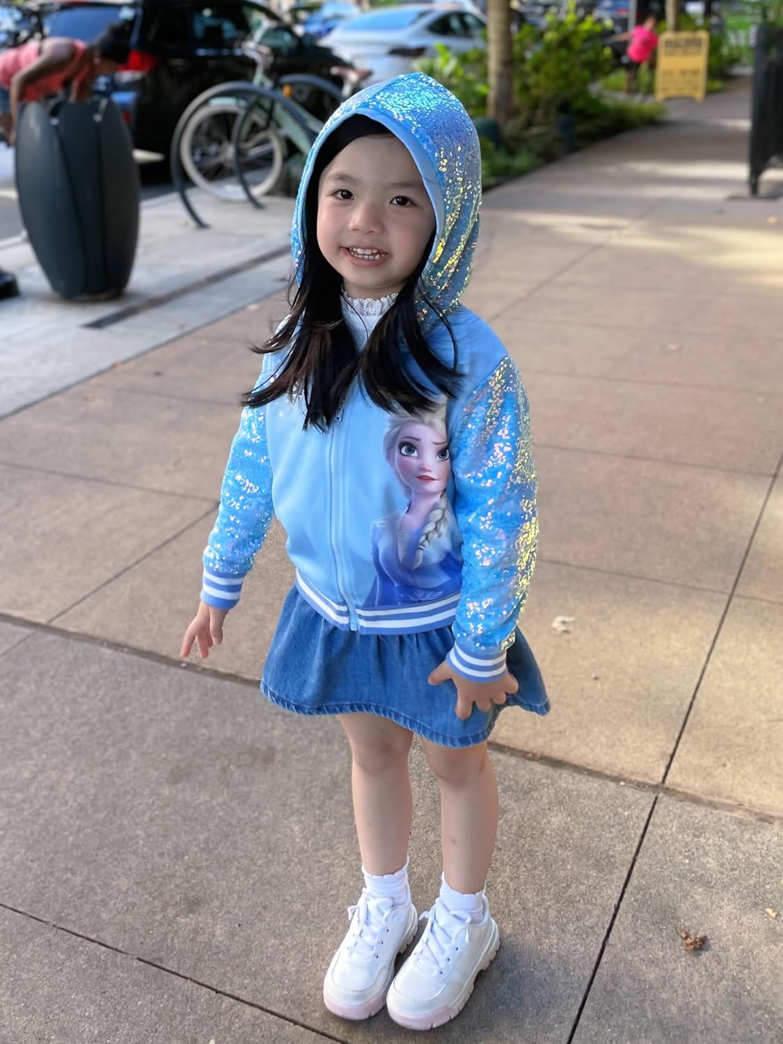 Disney Frozen Elsa Stitch Minnie Mouse Toddler Girl Jacket Sequin Zipper Hoodie Sweatshirt Coat Birthday Clothes 3-13 Years - Image 5