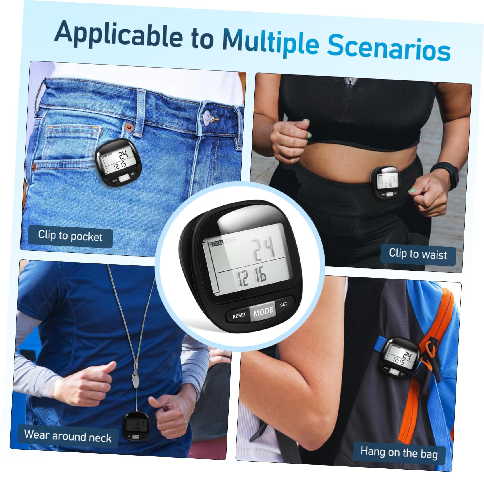 TOYANDONA Podomètre Portable pour Seniors Compteur Écran Large Mémoire de Jours Matériau Durable Extérieur
