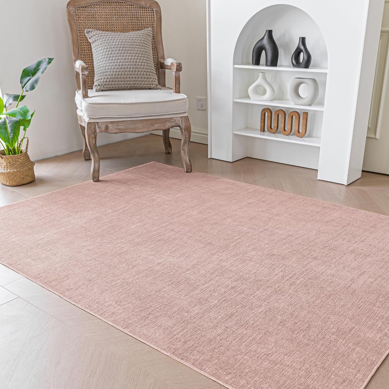 Area Rug Low Pile Rug Carpets Non-Slip Rugs Pink Washable Rugs for Bedroom Living Room Kitchen (Pink,120x160 cm)