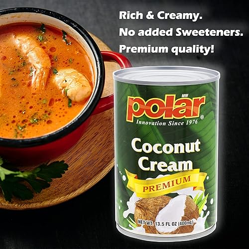 Miniatura 3 de MW Polar Crema de coco premium, sin azúcar, sin gluten, alternativa sin lácteos, sin lácteos, procedente de Tailandia, rica y cremosa, versátil,