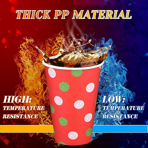 Miniatura 7 de Marsui 120 vasos de papel de Navidad, tazas de café desechables de Navidad con tapas, tazas de té de papel de Navidad, tazas de café de papel