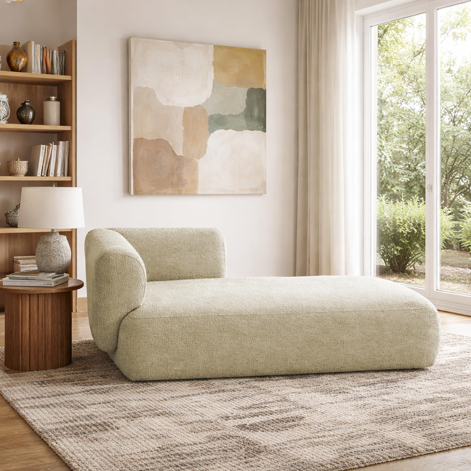 Glacia Upholstered Indoor Chaise Lounge Chair 2 Seater Sofa Two Seater Sofa for Living Room Offices Hotels Bedroom (Cream) Premium Boucle Fabric Sofa-image-30