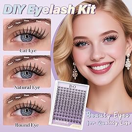 B&Q Snow Lotus Lash Clusters Kit Natural Lashes Clusters Wispy Invisible Band Manga Lashes Individual Lashes Bond and Seal Eyelash Extension Kit Easy Removal (Snow Lotus KIT-8-18MIX)