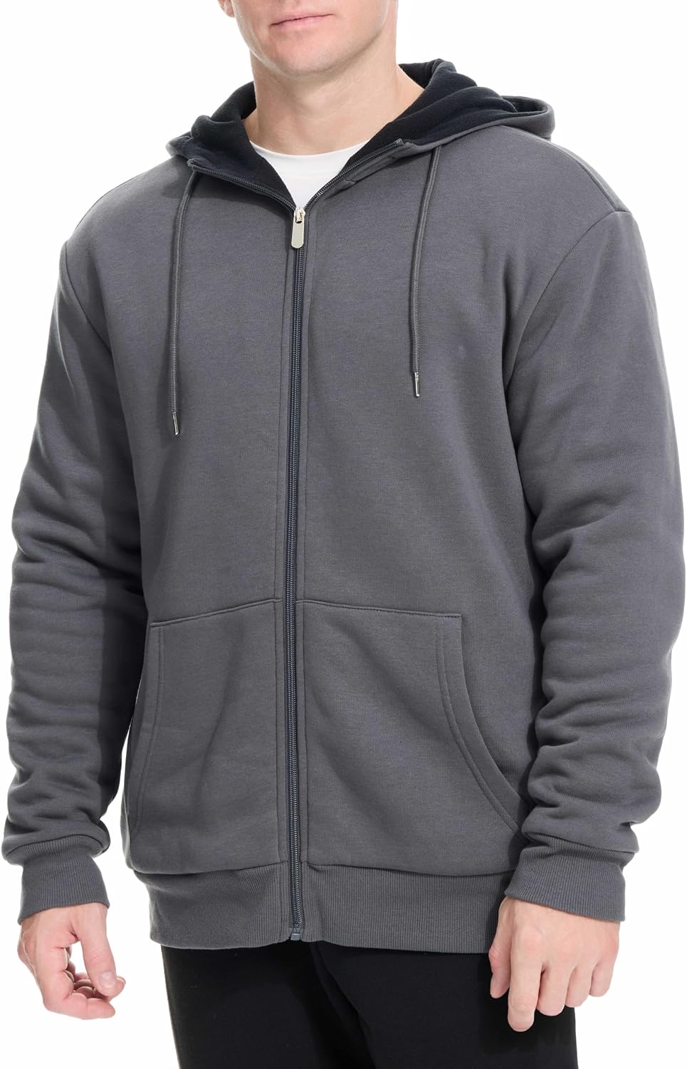 WHITE PEAK TRADING COMPANY Men's Fleece Full-zip Jacket Oversized Winter Hoodie Casual Warm Cotton Sweatshirt Outerwear
