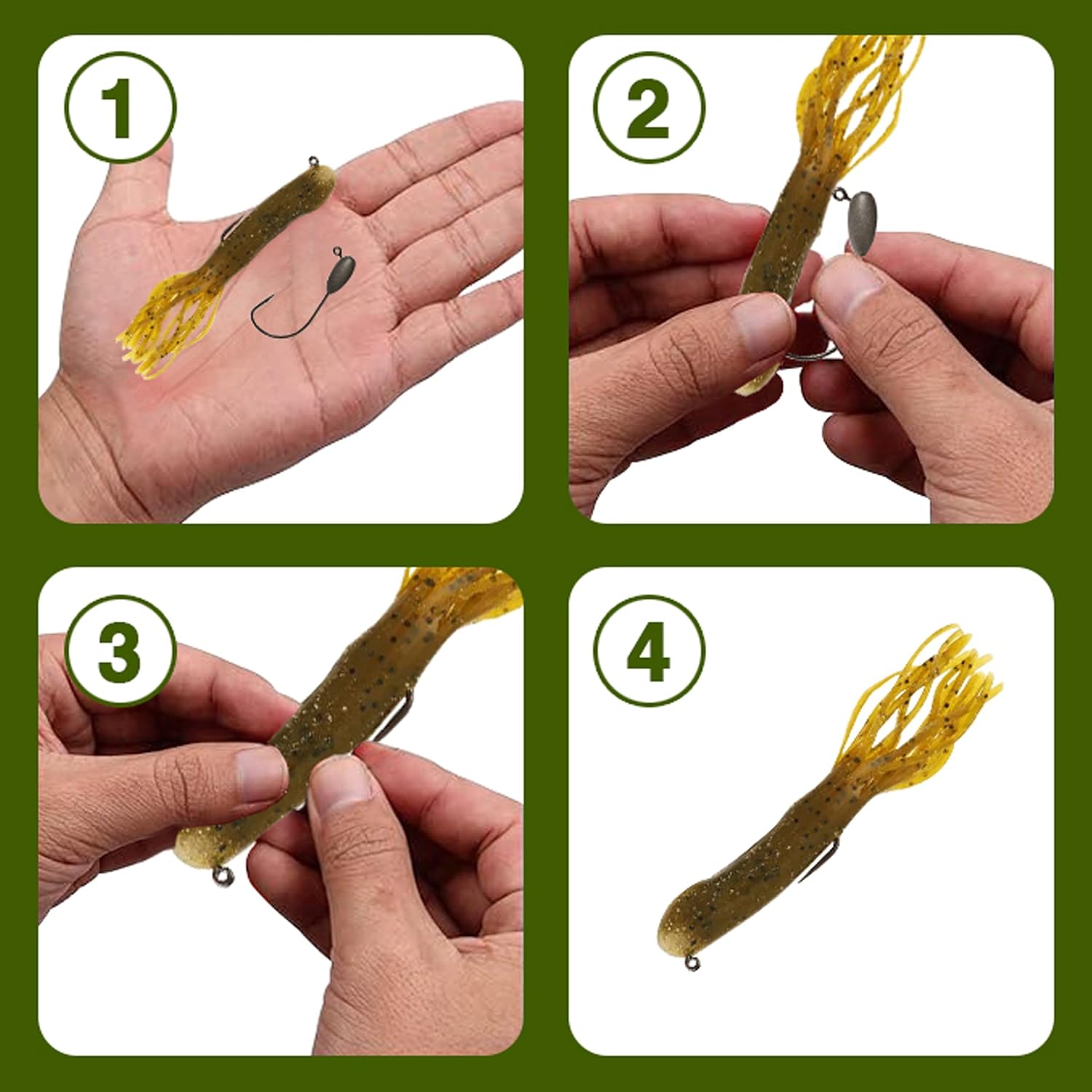 Reaction Tackle Tungsten Tube Jig Heads, 5-Pack - The Ultimate Bass Fishing Bait Hooks for Saltwater & Freshwater Anglers Designed for use with Hollow Body Tube Fishing Lures