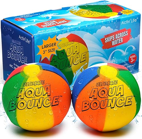 Activ Life The Ultimate Larger 3 Size Skip Balls - Water Bouncing Ball, Beach Toys for Friends & Family, Pool Toys and Beach Must Have, Two Pack