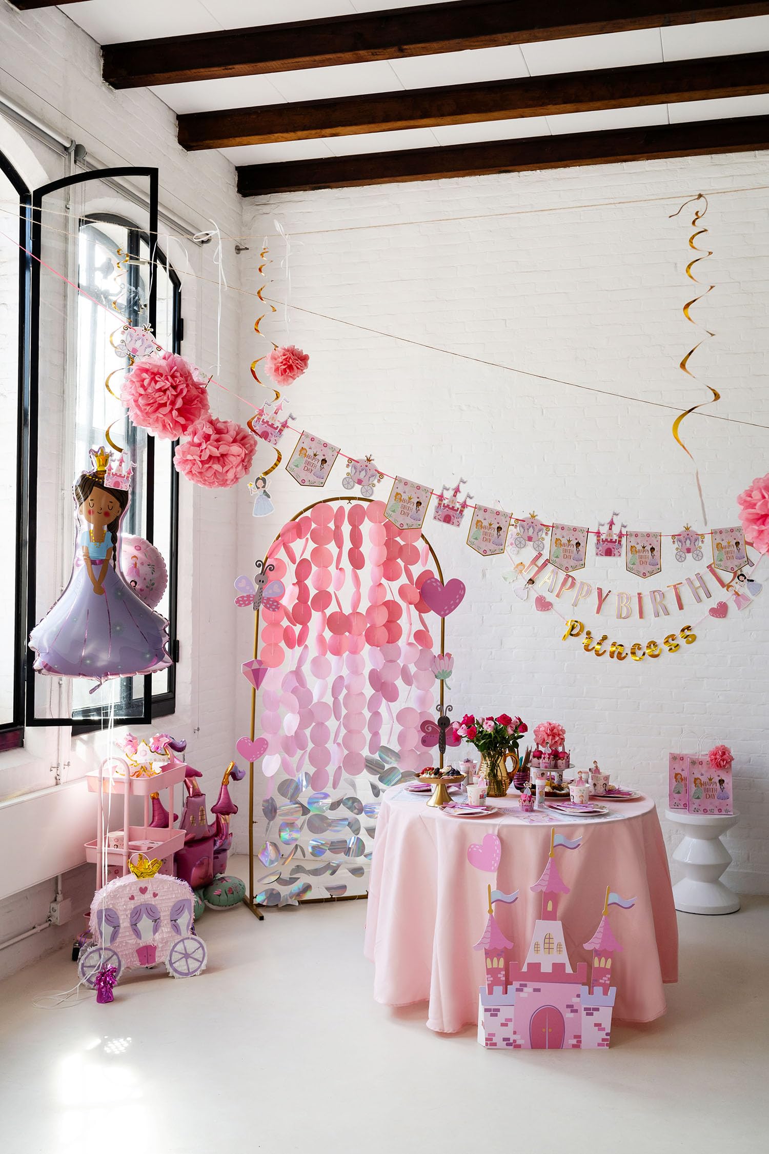 Folat 27494 Decoración de cumpleaños de Princesa Rosa - Piñata - Pretty Princess - 50 x 50 cm - fiesta de princesas