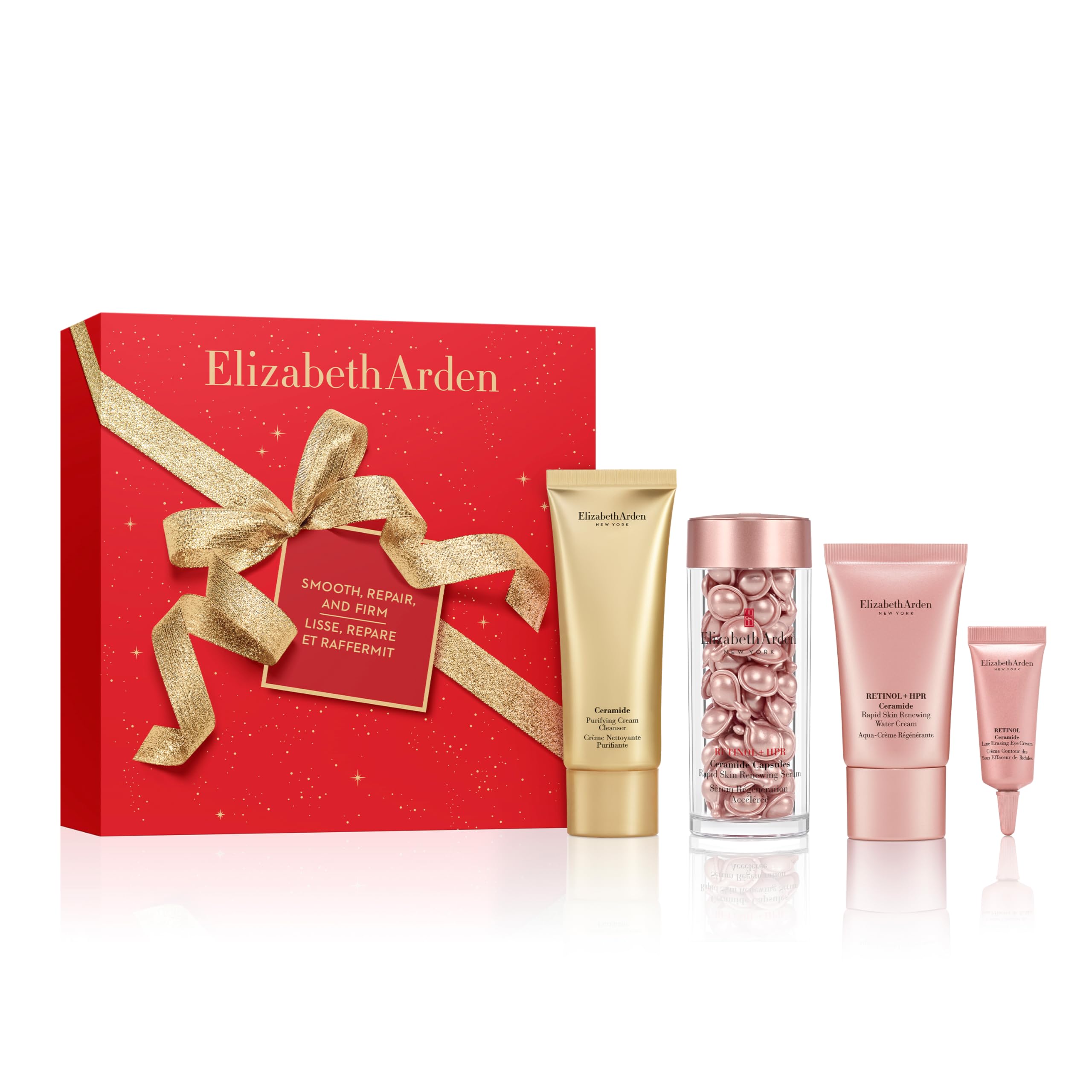 Elizabeth Arden Cofanetto Liscio, Ripara e Raffermit, Advanced Ceramide Detergente Purificante, Retinolo + HPR Ceramide Capsule Serum e Aqua-Cream, Retinolo Contorno Occhi, Regalo di Cura Antietà