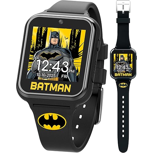 Batman Kids Smart Watch Touchscreen with Camera Voice Recorder Games Stopwatch Alarm Timer Fitness Tracker Calculator – Adjustable Strap Fits 5.5" to 8" Wrists