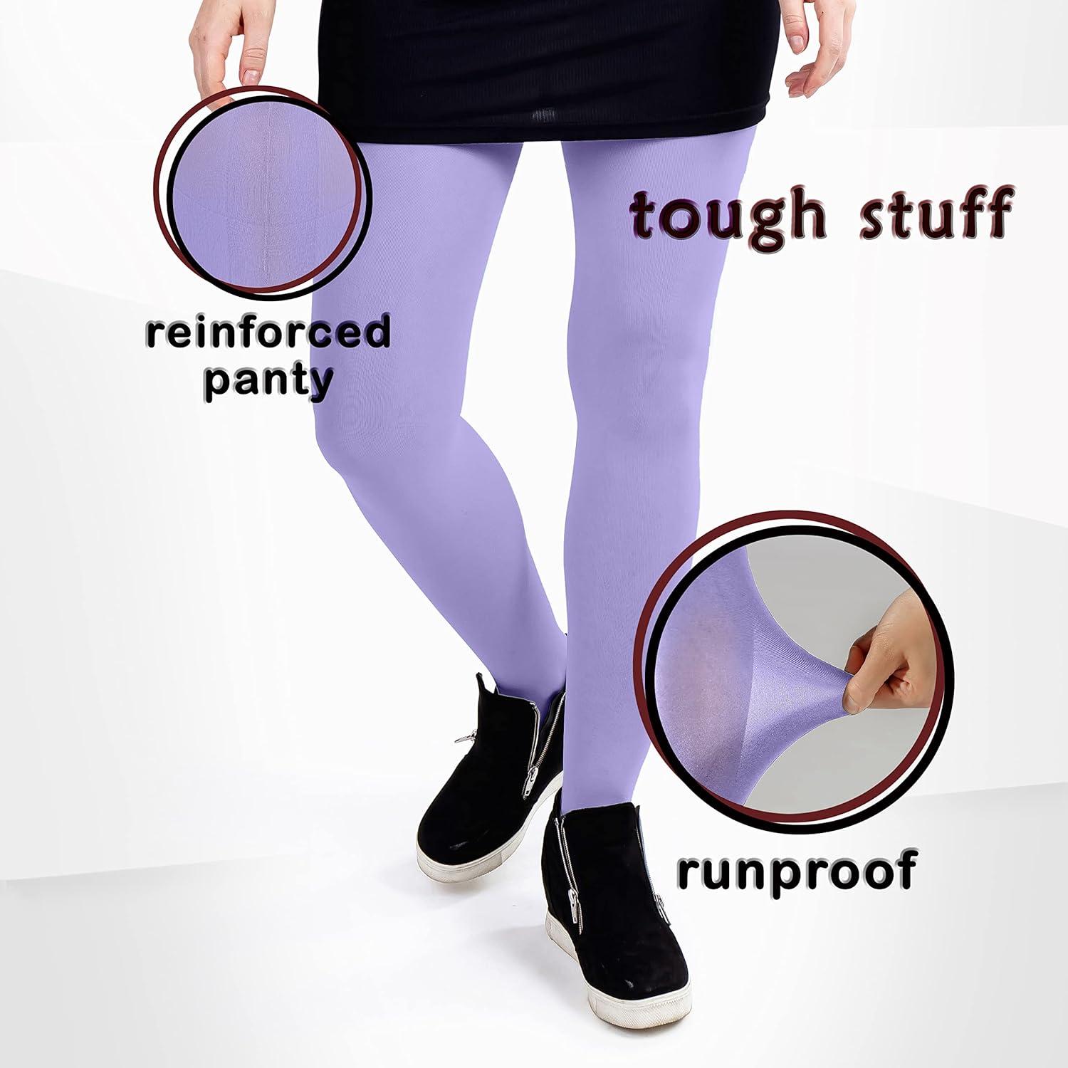 Silky Toes Women's 60D Soft Opaque Tights 1 or 2 Pairs -Black White And Colored Stockings for Women (Lavender, C) - Image 5