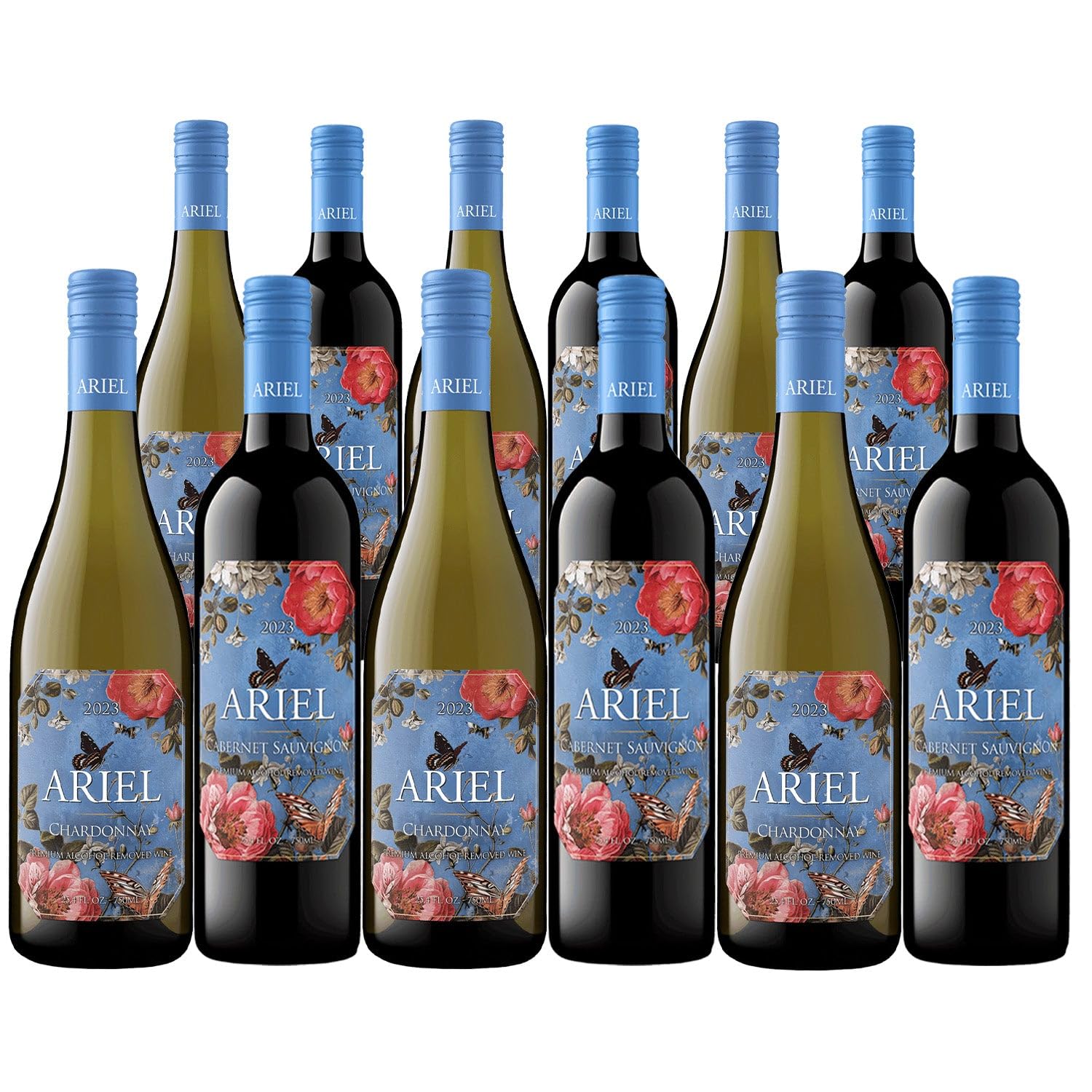 Ariel NA Non-alcoholic Wine Cabernet Sauvignon + White Chardonnay | Total 12 Bottles