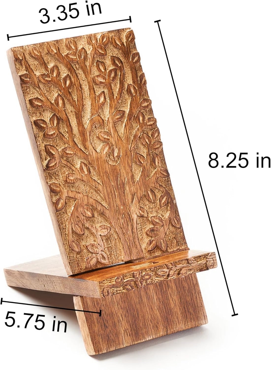Matr Boomie Hand Carved Solid Wood Phone Holder Stand, Docking, Charging Station for Smartphones