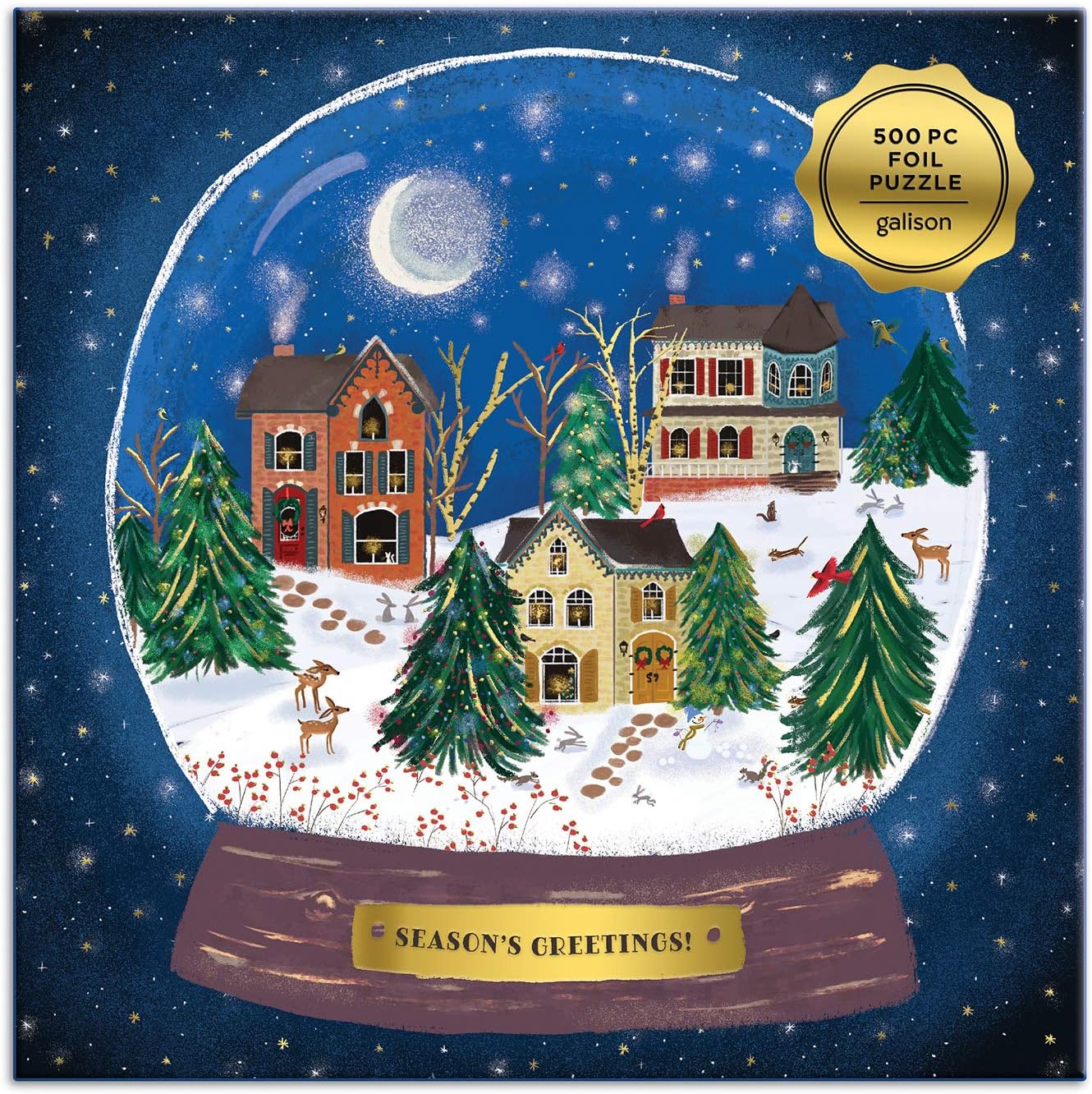 Galison Winter Snow Globe 500 Pc Puzzle, Multicolor