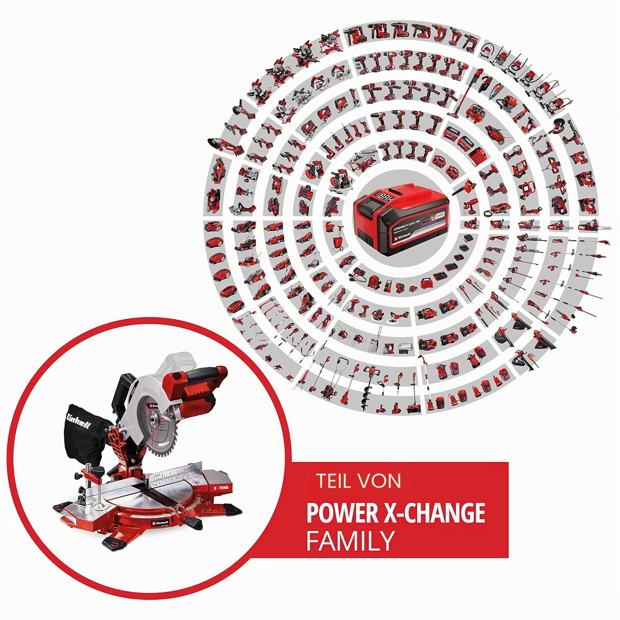 Einhell Akku-Kappsäge TE-MS 18/210 Li-Solo Power X-Change (18 V, max. 60 mm x 120 mm Schnitttiefe/-breite, Ø 210 mm Sägeblatt, neigbarer Sägekopf, Laser, ohne Akku)