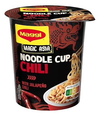 maggi magic asia noodle cups assortment box instant noodles in 6 different flavors delicious ready meals in practical cup pack of 48 (48 cups)