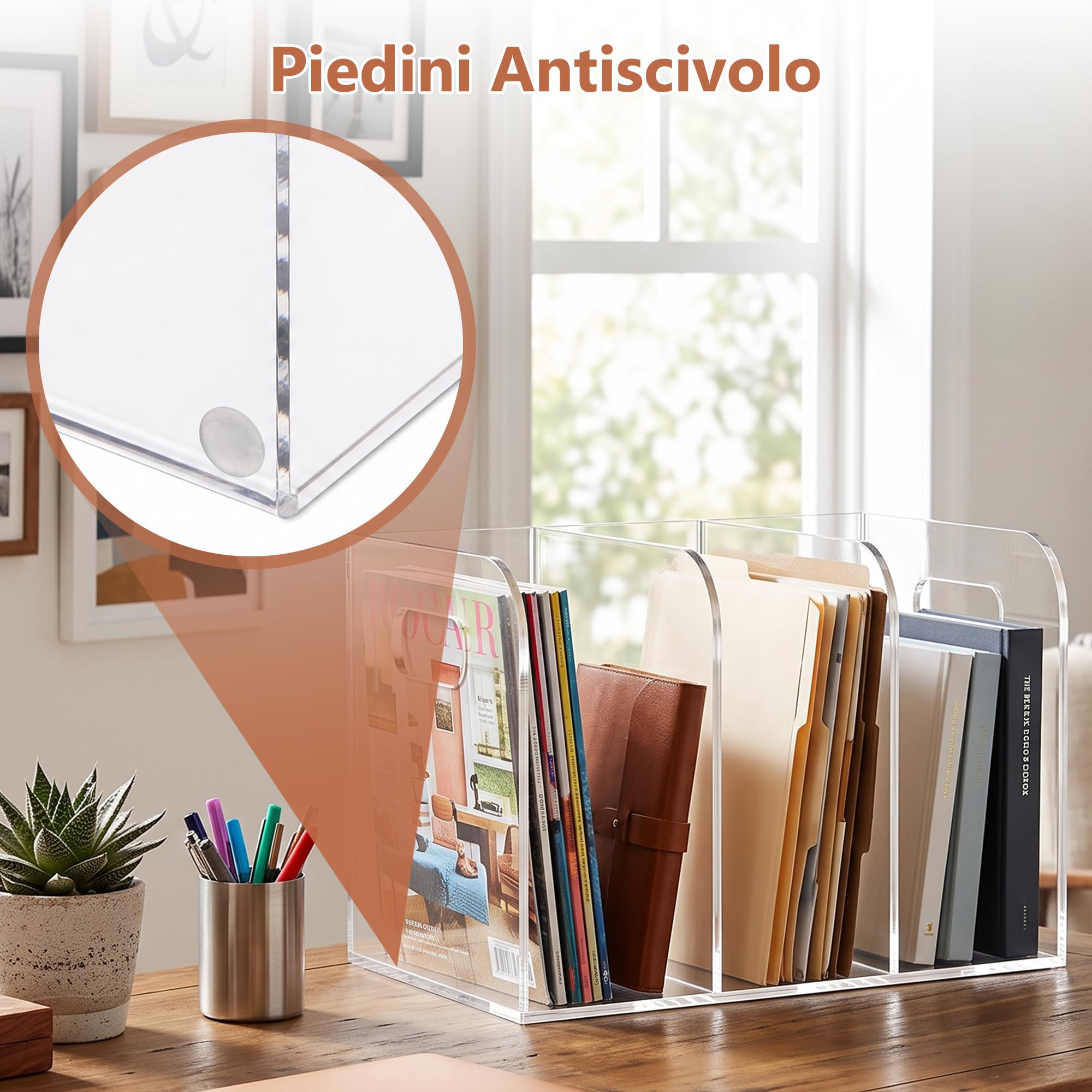 Portadocumenti in Acrilico, Trasparente Organizer Documenti da Scrivania