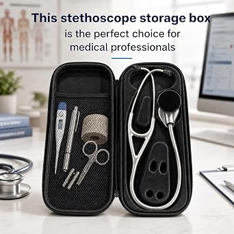 Hard Carrying Case Compatible with EKO CORE 500 Digital Stethoscope, Hard EVA Shockproof Protective Storage Bag, Portable Travel Storage Bag with Mesh Pocket for Medical Supplies