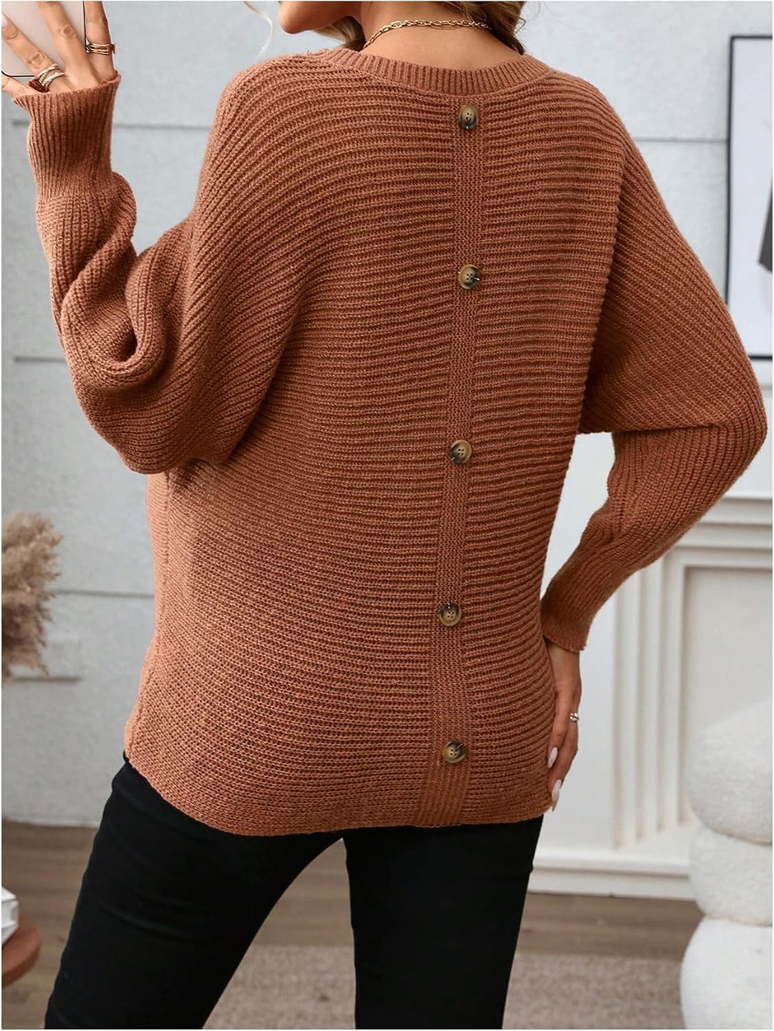 MakeMeChic Women's Maternity Sweater Crew Neck Long Sleeve Knit Pregnancy Pullover Top