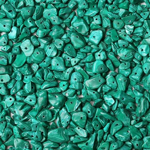 Miniatura 25 de LAIDANLA Cuentas de piedra de chip de jade blanco de 400 unidades, cuentas de piedra natural de 5 a 8 mm, piedras curativas irregulares de cristal