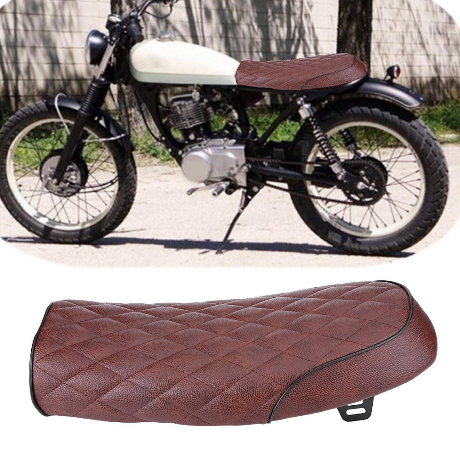 sella cafe racer-General Motorcycle Retro Diamond Flat Blatter Coffee Racing Seat è Compatibile con CG125 GN CG CB200 CB350 CB400SS CB500 CB750 SR500 XJ XS(brown)