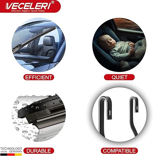 Miniatura 3 de Veceleri Agile V1 - Escobillas de limpiaparabrisas de repuesto para automóvil, limpiaparabrisas de goma natural OEM para Ford Chevrolet RAM, Nissan