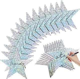Epakh 36 Pieces Star Card Stock Cutouts 11 Inches Glitter Double Printed Paper Stars Decoration for Classroom Bulletin Board Wedding Party Movie Night (Silver Laser)