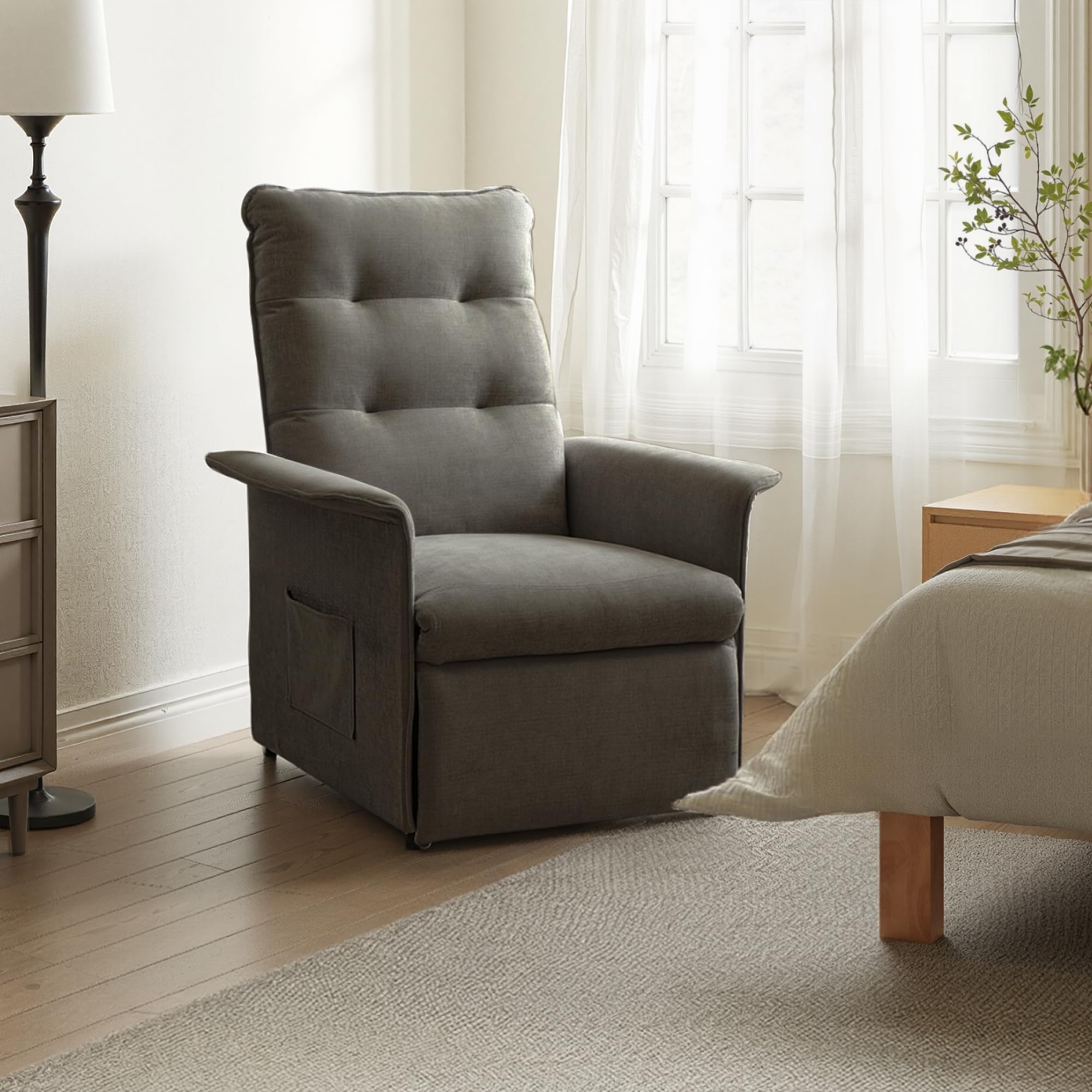 FLEXISPOT Sillón Relax Eléctrico Reclinable, Sillón Reclinable, Sofá Relax Ergonómico para Salón, Dormitorio y Cine en Casa, Sofá Relax Ajustable Ahorro de Espacio para Pisos Pequeños, Gris Humo
