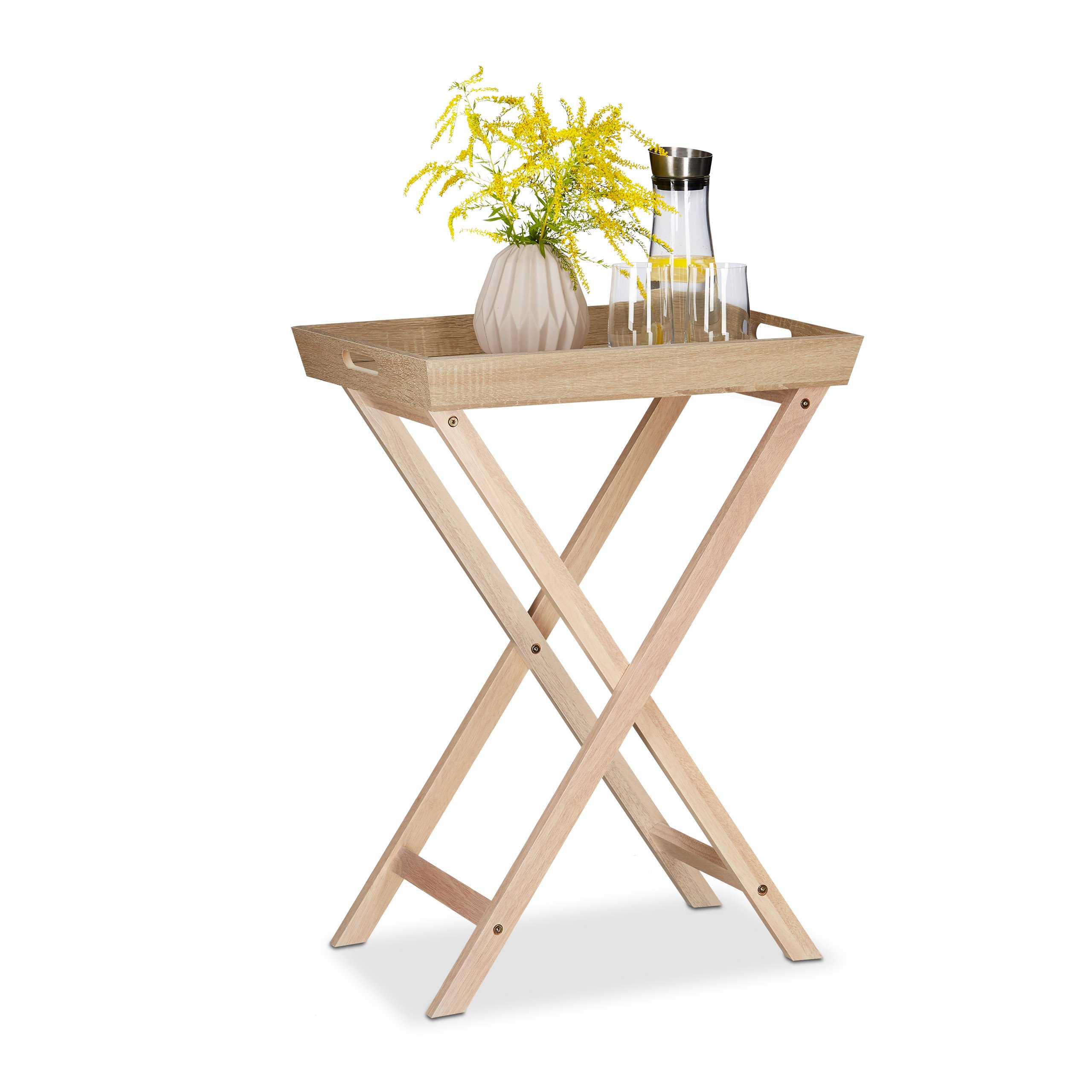 Relaxdays Mesa Auxiliar Redonda, Con Cajón, Mesita De Noche Nórdica, DM Y Madera, 1 Ud., 46 X 38 Cm, Blanca Y Beige