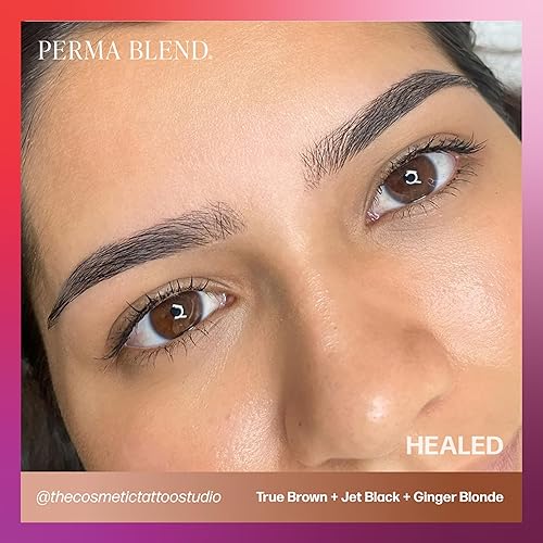 Vista 5 de Perma Blend Pigmento de tinta de tatuaje de cejas rubio jengibre, suministros profesionales de microblading para cejas, botella de 1/2 oz