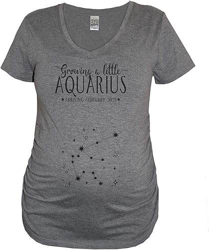 Miniatura 2 de Pregnancy Announcement Shirts Personalized Maternity Shirt with Zodiac Signs - Growing A Little Womens Astrology Inspired for Expecting Mothers