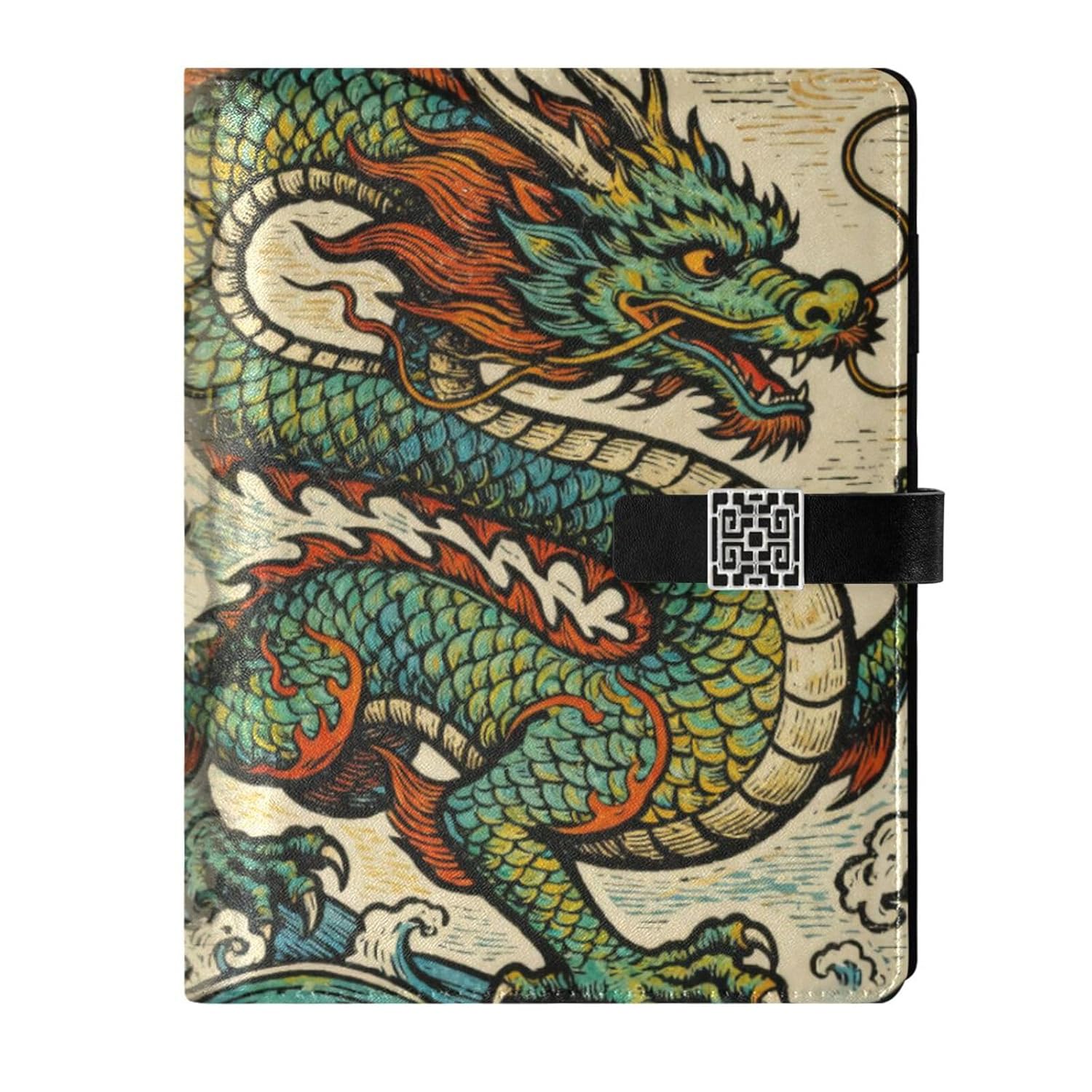 tplaotee Fashion Chinese Dragon Colorful leather lined notebooks college portable leather notebook for travelling 6.7x9.2