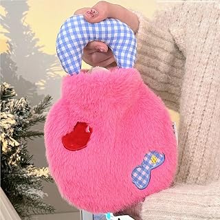 Handheld Hot Water Bottle Refillable Insulated Bag Relieves Shoulder and Neck Pain Back Muscle Support Reusable(Pink)