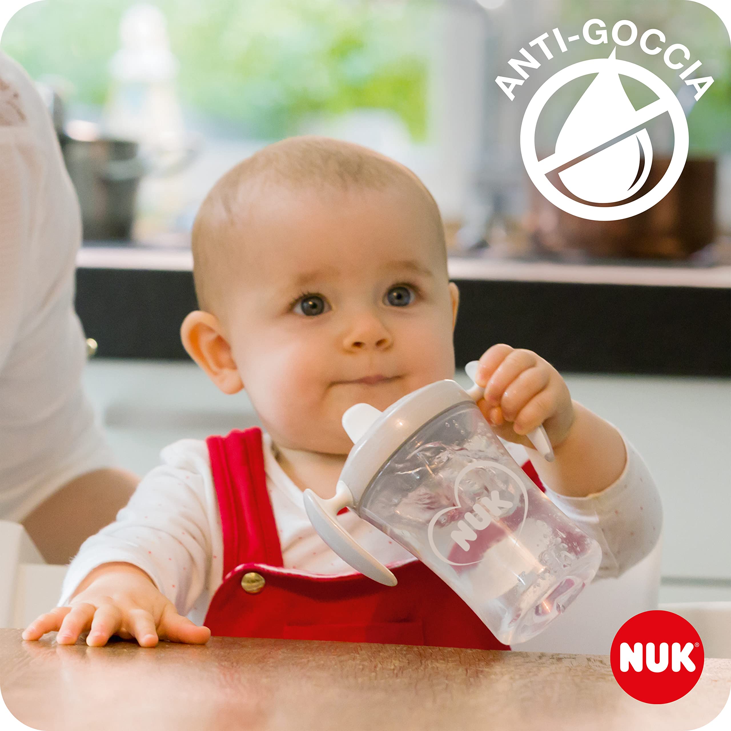 NUK Trainer Cup bicchiere antigoccia | Beccuccio morbido e a prova di perdite | 6+ mesi | Senza BPA | 230ml | rana verde