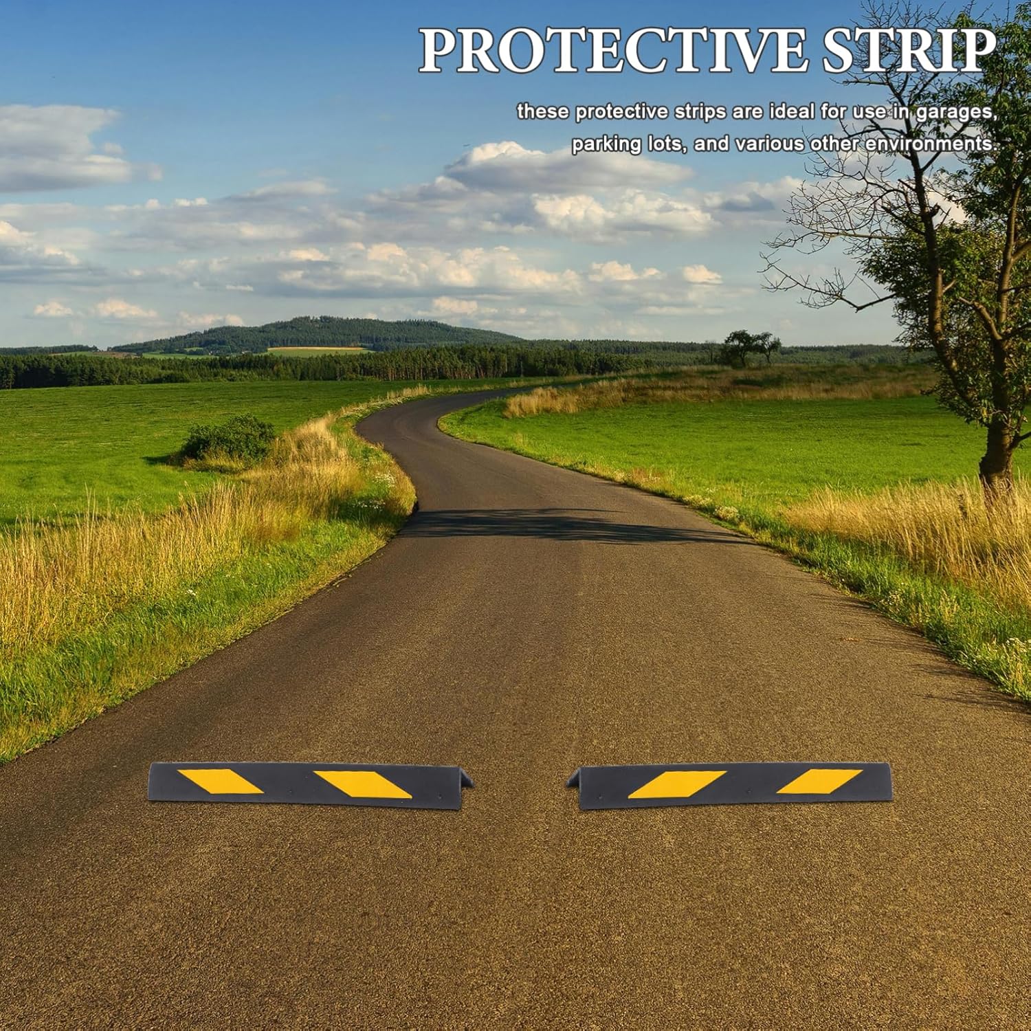 Ciieeo Reflective Corner Bumpers Car Garage Stoppers Rubber Wheel Stops for Garage Floor Safety Strips for Indoor Outdoor Use