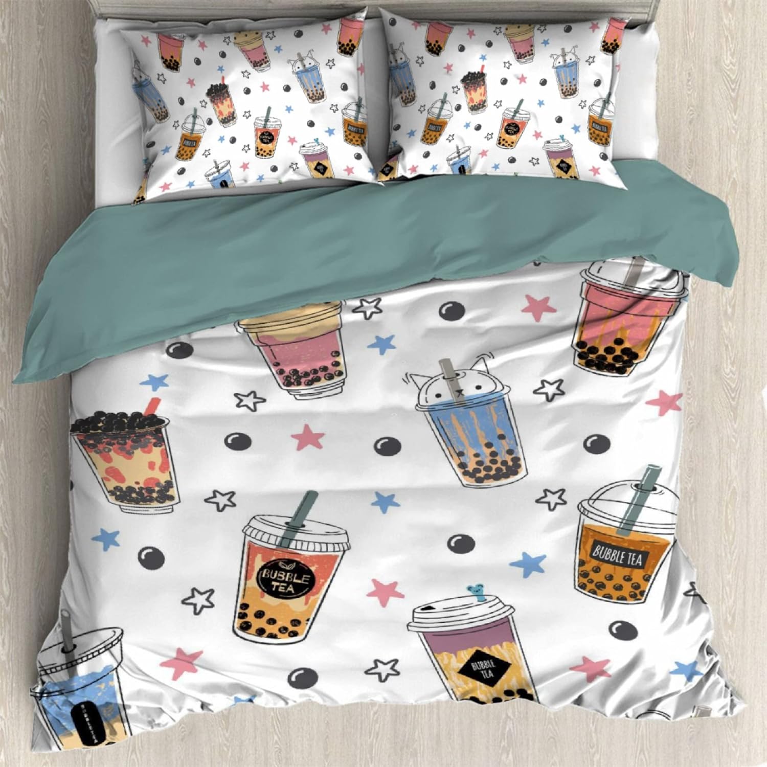 Darani Bubble Tea Boba Duvet Cover King 104 x 90 in Ultra Soft Washed Microfiber