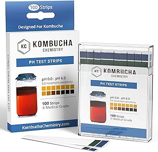 pH Test Strips for Kombucha Brewing 0-6 (0.5 Intervals) 100pc Kit