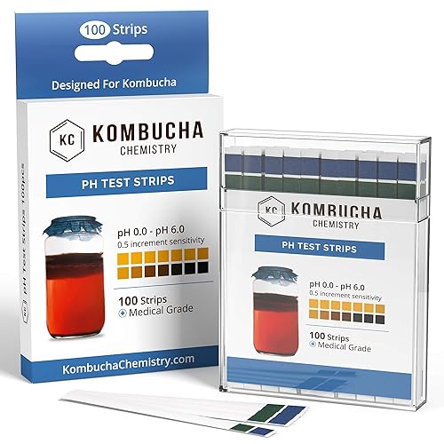 Tiras de prueba de pH para Kombucha Brewing 0-6 (0.5 intervalos) Kit de 100 piezas