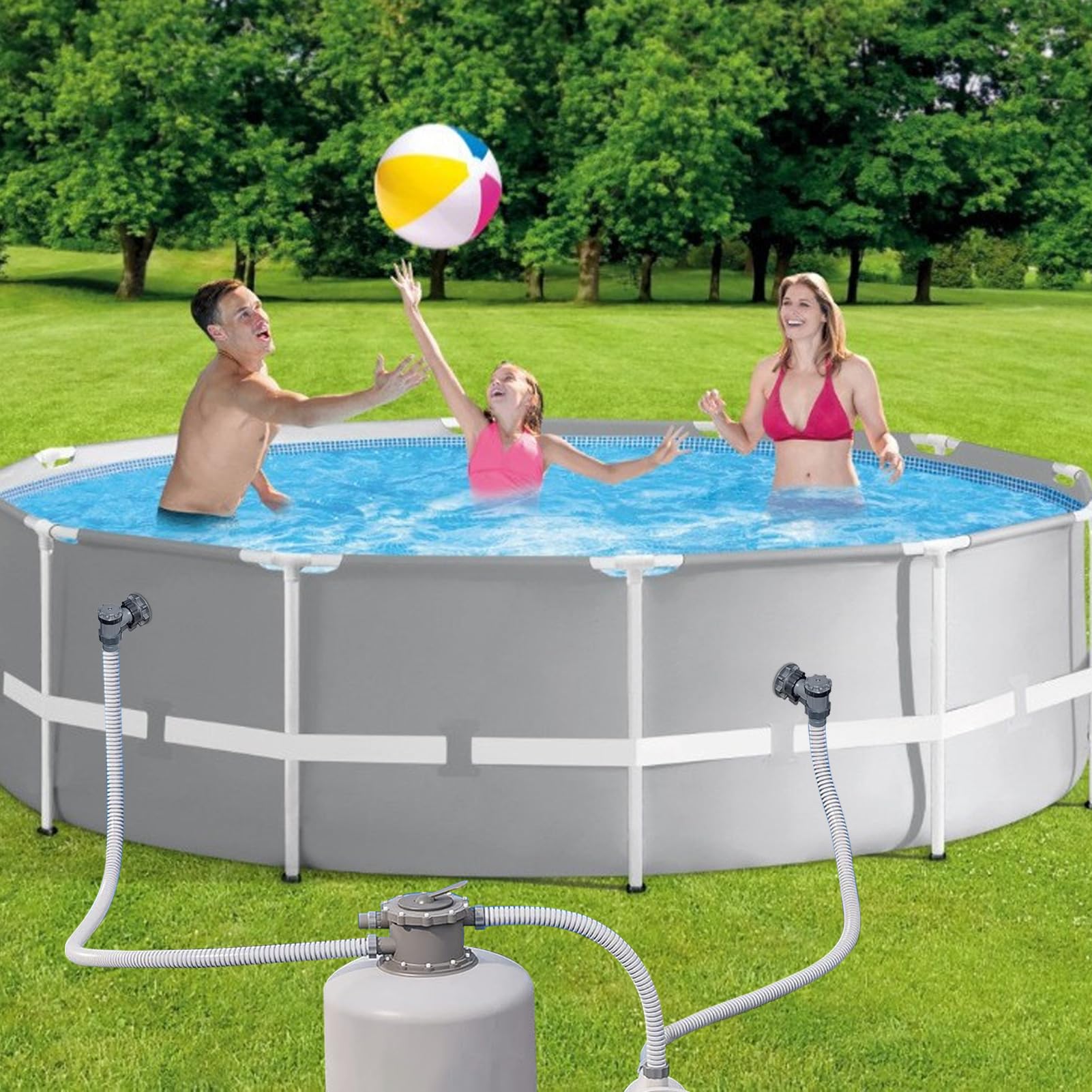 Set di 2 valvole di ingresso/uscita compatibili con Coleman, Intex, Bestway, pompa filtro piscina fuori terra, adattatori 38 mm, tubo piscina, raccordo per tubo piscina (valvola on/off)
