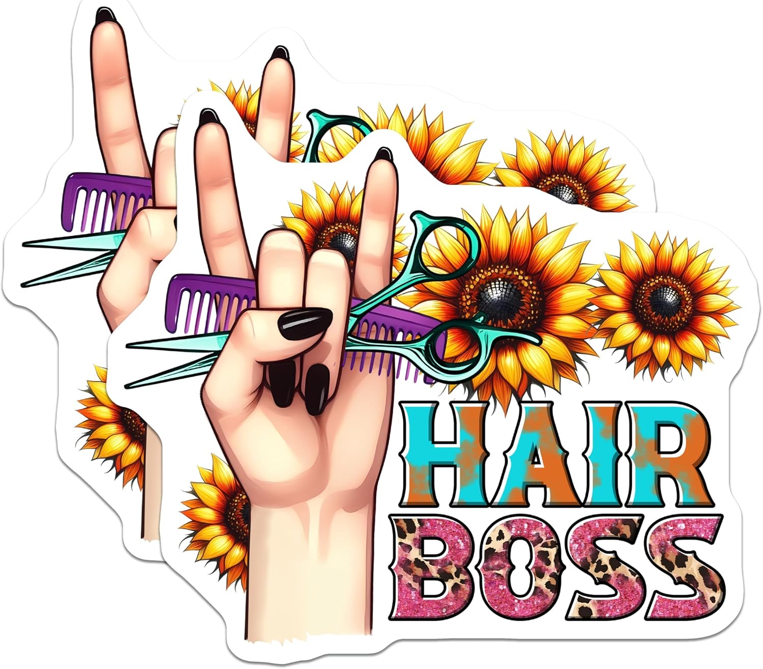 (2 Pack) Hair Boss Magnets - Hairstylist Decor - Salon Accessories - Hairdresser Gift - 5" On Longest Side - for Cars, Fridges, Toolboxes - Made in USA - MAG7581