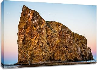 Roche Percé At Dusk Canvas Wall Art. Gaspé Quebec Photography Print.